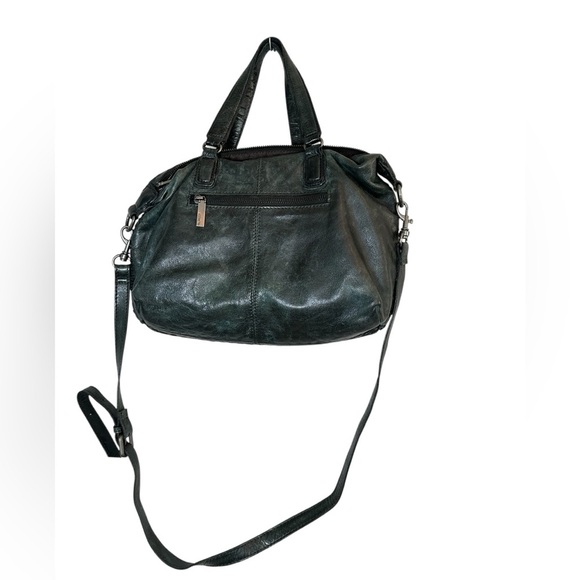 Abbacino Deep Teal Woven Leather Satchel Bag Large Top Handle Crossbody Boho - Picture 10 of 10